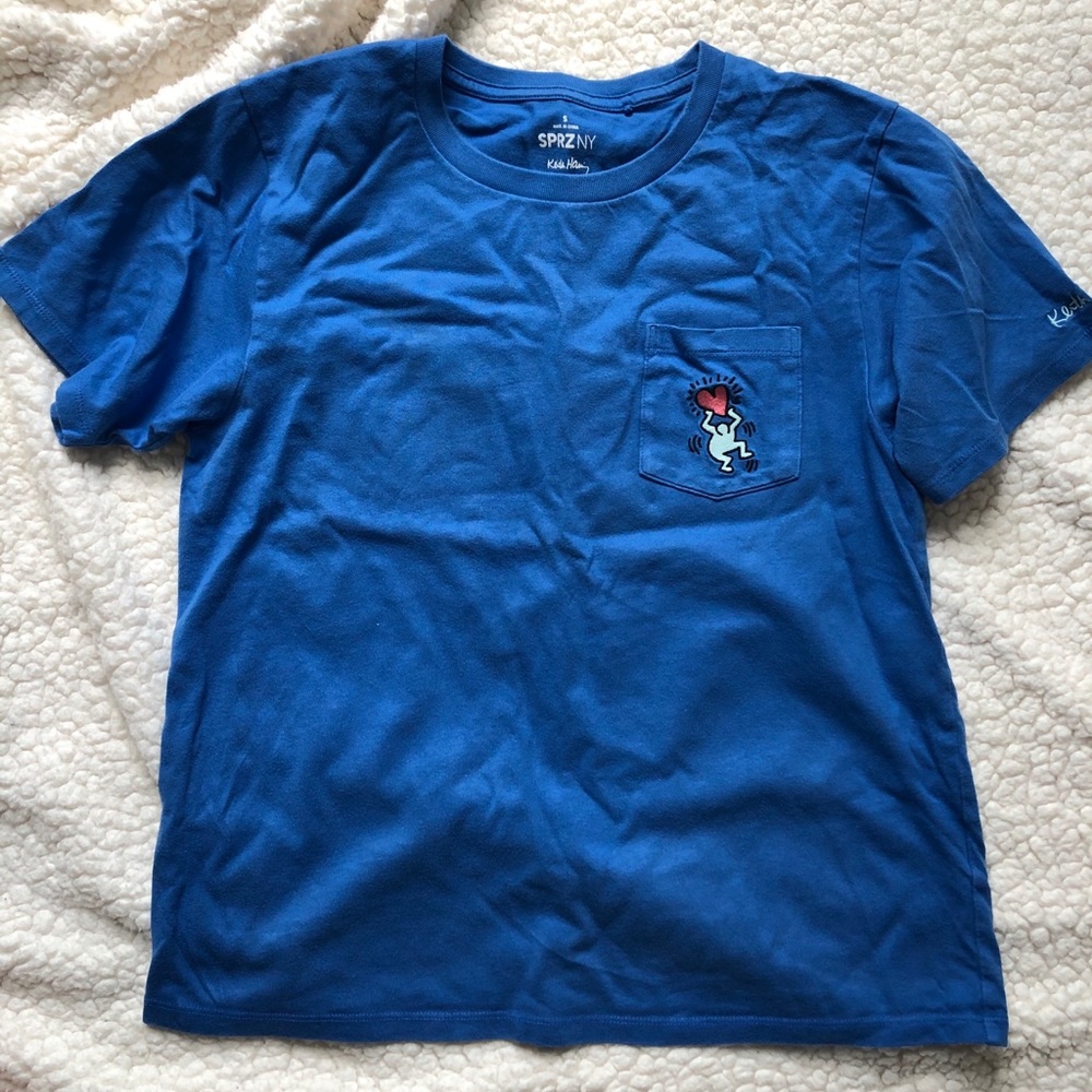 Keith Haring x Uniqlo blue heart shirt